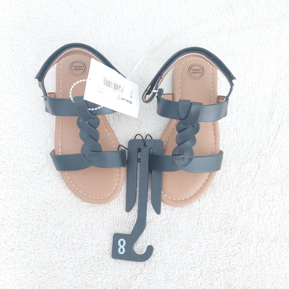 wonder nation Other - Wonder Nation Baby Girls Black Braided Black Strappy Sandals Toddler Size 8 NWT